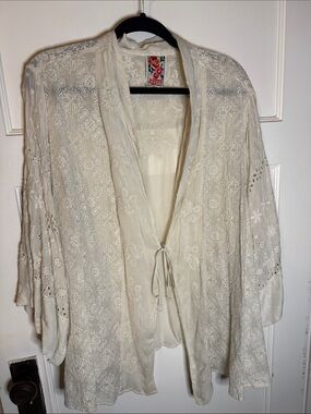 Johnny Was Cream Embroidered Floral Jacket